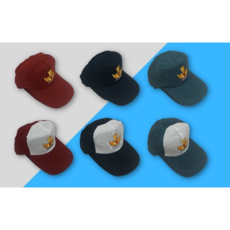topi SD SMP SMA merah putih merah polos biru putih biru polos abu2 putih abu2 polos.and topi Pramuka