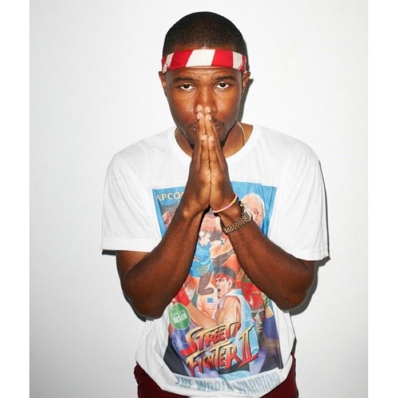 OVERSIZED WHITE VINTAGE FRANK OCEAN TRY ON STREET FIGHTER T-SHIRT RAP TEE STYLE