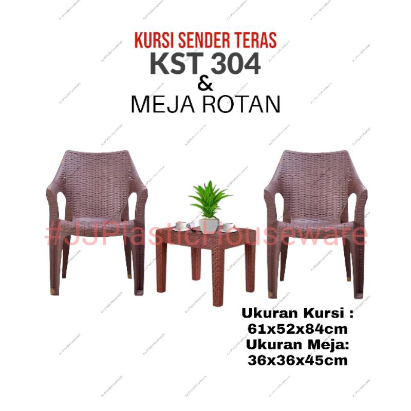 Set Kursi Teras Kursi Plastik Kursi Santai Kursi Rotan KST 304