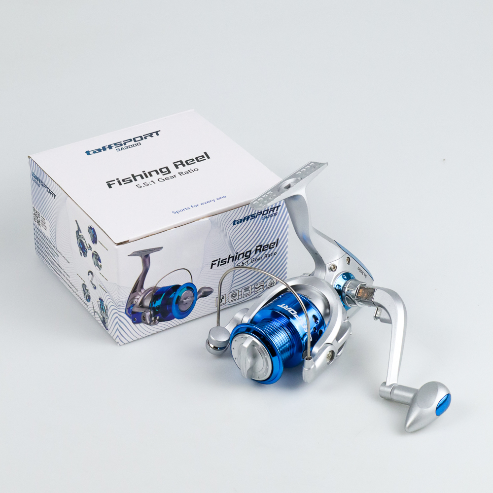 TaffSPORT 3000 Series Reel Pancing Spinning Fishing Reel 5.5:1 Gear Ratio - SA3000 - Silver Blue