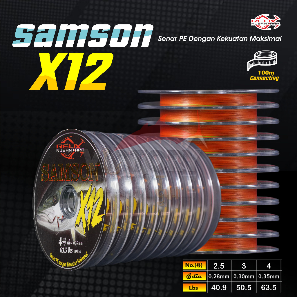 RELIX NUSANTARA SAMSON X12 CONNECTING 100 METER | SENAR PANCING BENANG PE