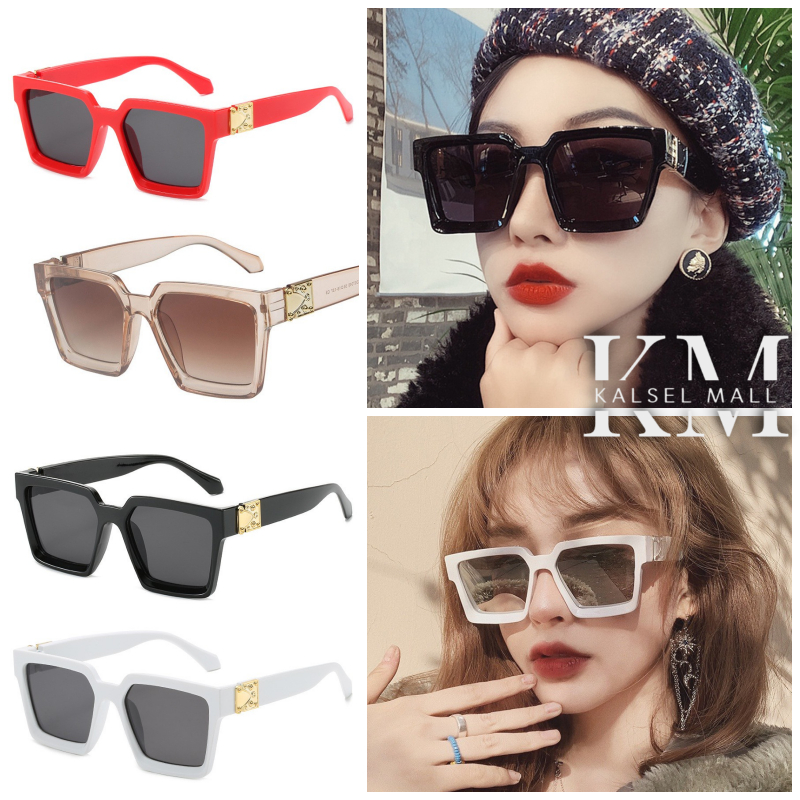 Kacamata Hitam Wanita Artis Anti Silau Matahari Andin Bentuk Frame Besar Kotak Persegi Oval Kcamata Full Black Itam Touring Fashion Keren Bulat Lonjong Metal Cewek Anti Radiasi dan UV Ultraviolet Fashion Sunglasses Eyewear Pantai KCH39