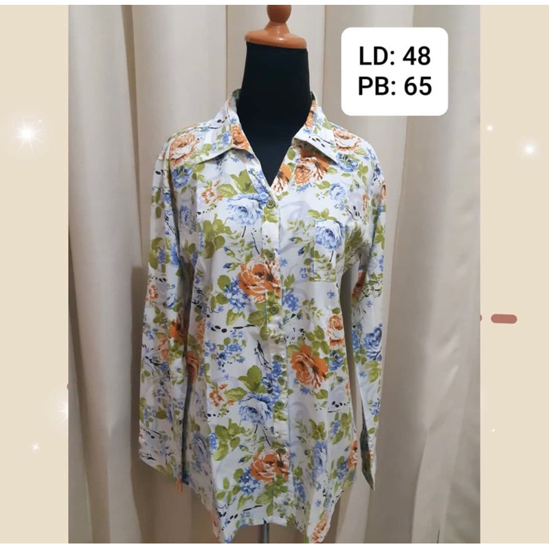 [PRELOVED] Kemeja Bunga Brand Matahari Allsize, Bigsize, Kemeja Murah, Blouse Murah, Nevada, Atasan 