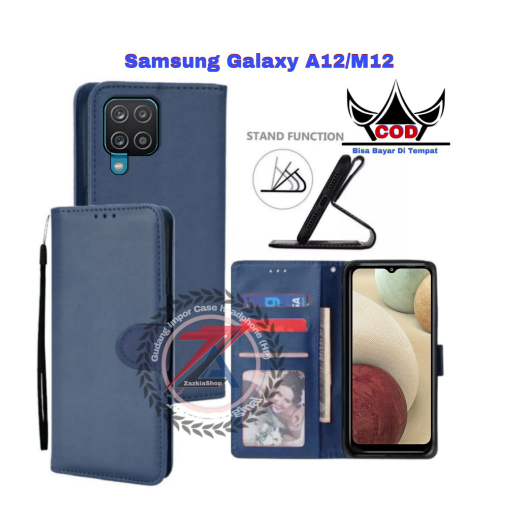 CASE FLIP CASE DOMPET KULIT FOR SAMSUNG GALAXY A12/M12 CASING DOMPET-FLIP COVER LEATHER-SARUNG HP