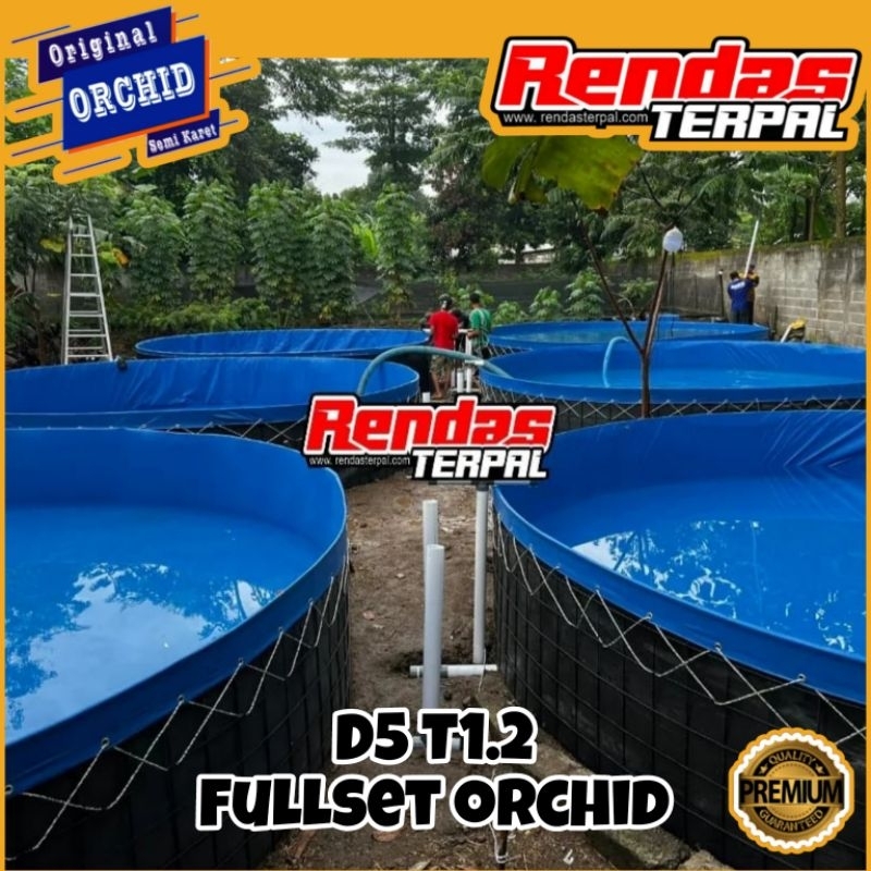 Kolam Terpal Bulat Fullset Orchid Diameter 5 Tinggi 1.2