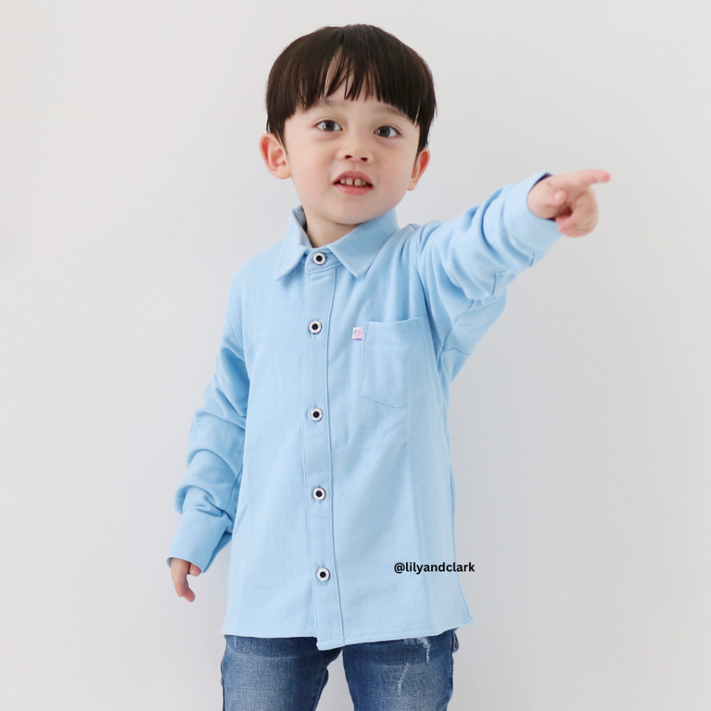 LILY AND CLARK Kemeja anak laki laki lengan panjang warna biru KLP04