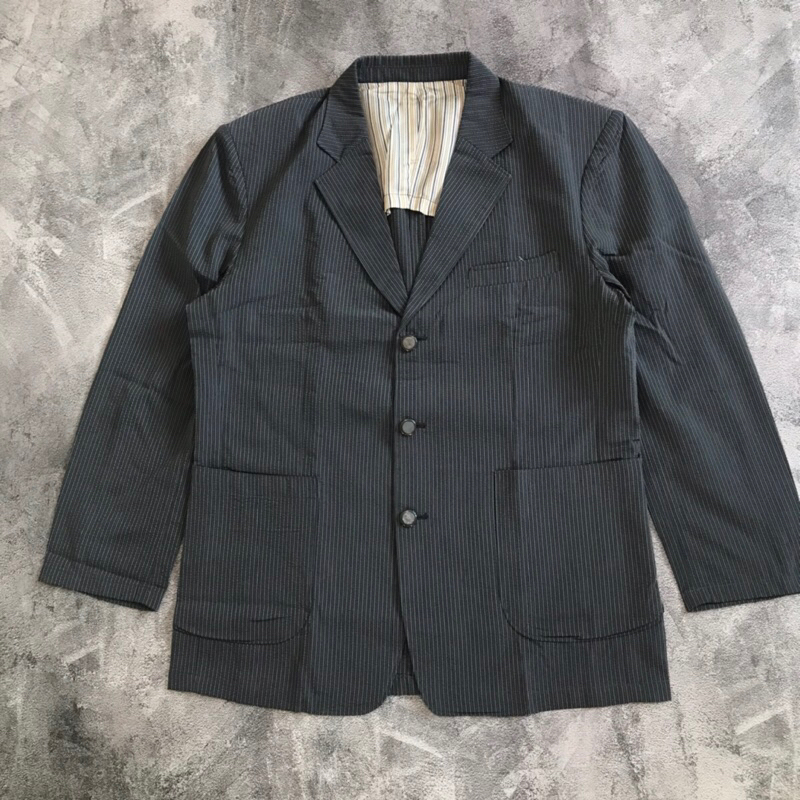 Autobahn Jas / blazer striped unisex / Pria wanita basic casual sport fashion kantor daily harian se