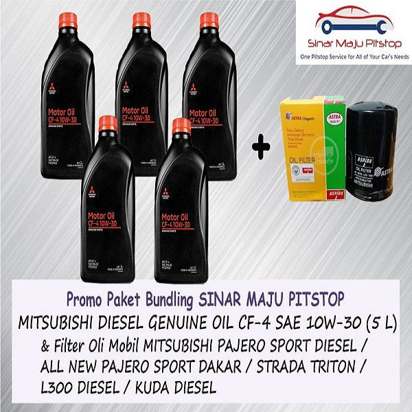Paket Bundling Oli 5 Liter MITSUBISHI DIESEL OIL API CF-4 SAE 10W-30 Original & Filter MITSUBISHI L3