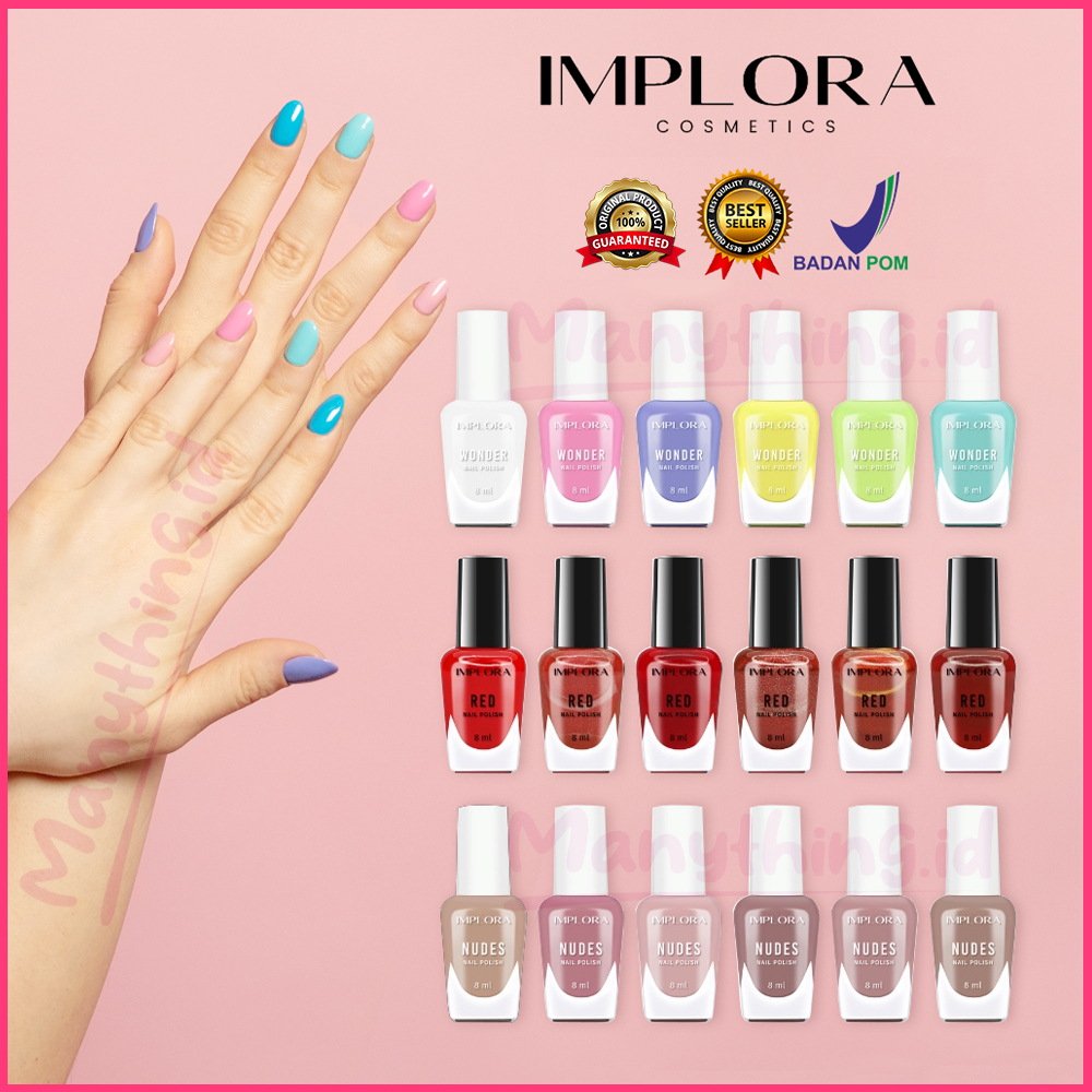 (MANYTHING) IMPLORA Nail Polish  IMPLORA Kutek  Red Clear Nudes Wonder 1PCS