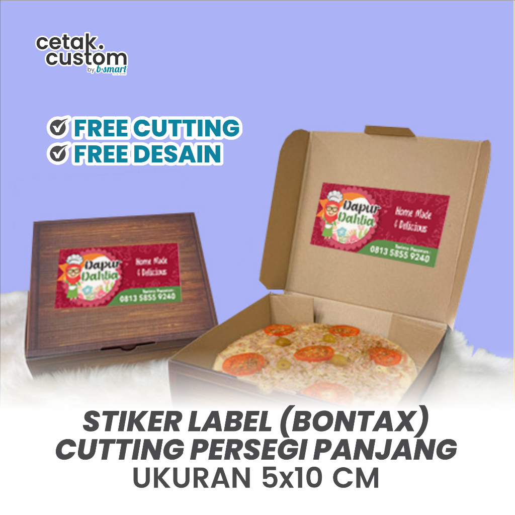 

STIKER LABEL MAKANAN (BONTAX)+CUTTING PERSEGI PANJANG UKURAN 5x10 CM