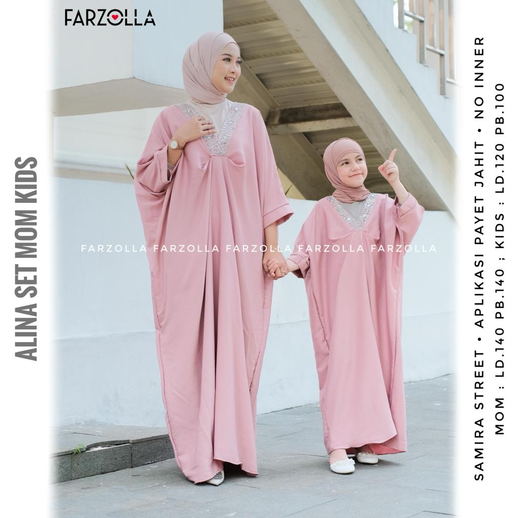 Alina Set Mom &amp; Kids Kaftan Fashion Muslim Couple Original Produk By Farzolla