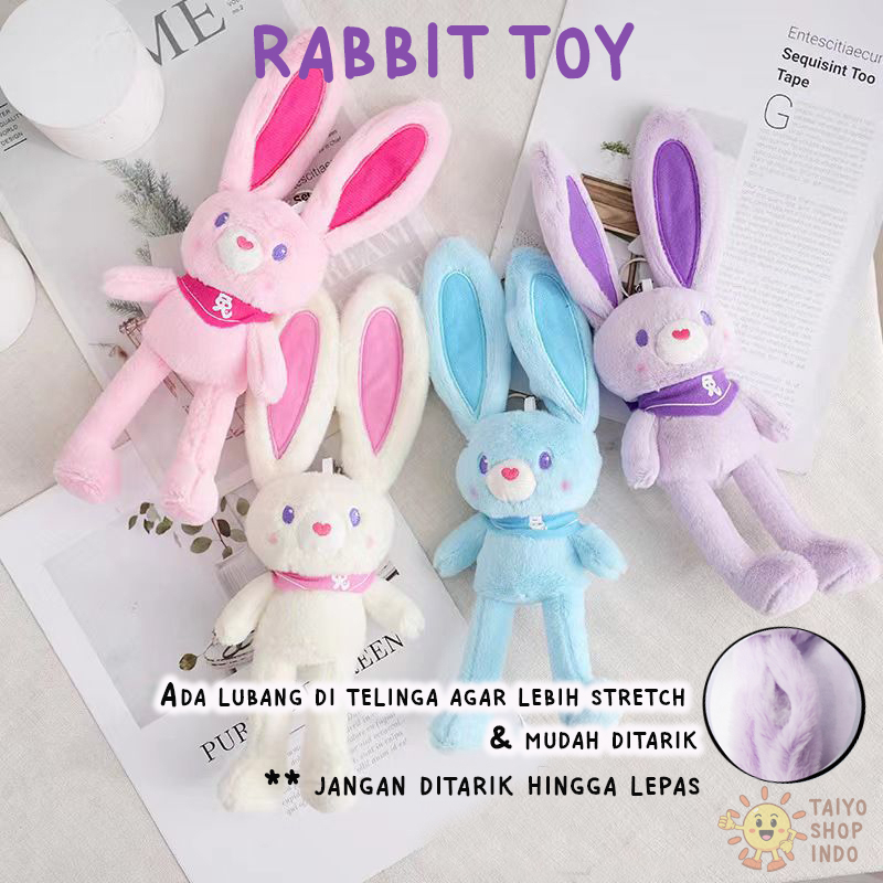 TAIYO Boneka Kelinci Telinga Panjang Tarik 30cm Rabbit Doll Gantungan Plush Toy Viral
