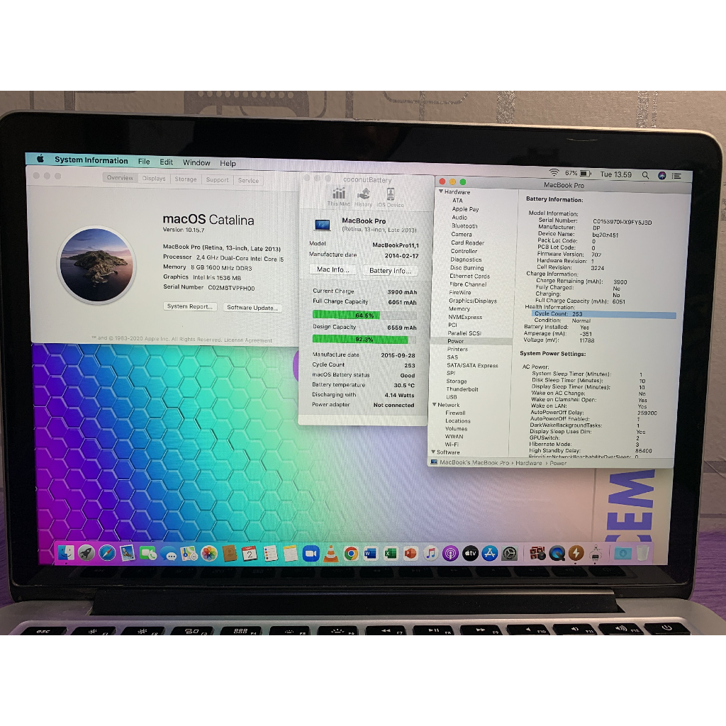 Macbook Pro Retina 13 Late 2013 core i5 Ram 8GB SSD 128GB