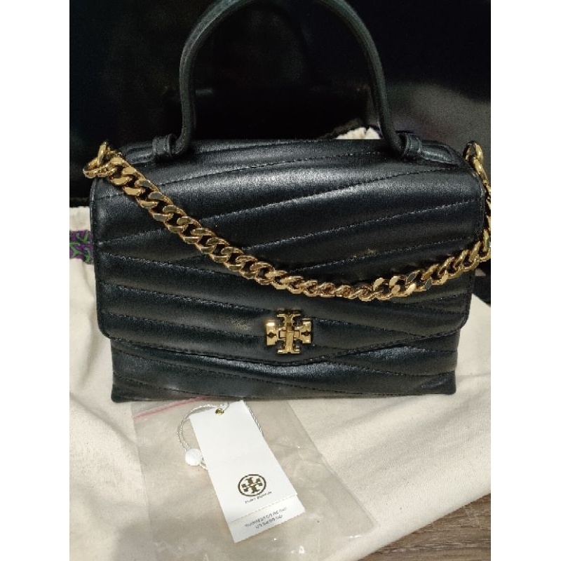 TB Kira Chevron Top Handle Black Preloved