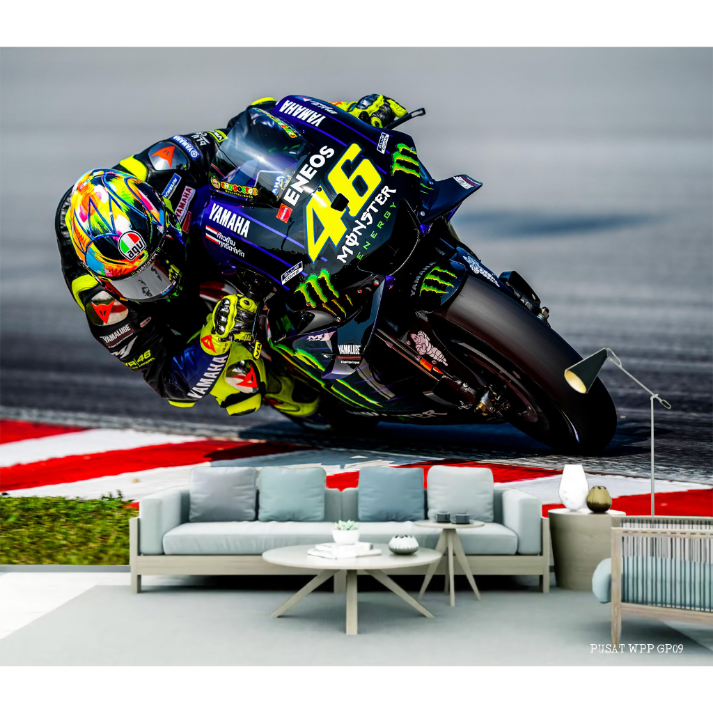 Wallpaper Custom Printing - Wallpaper Dinding Custom Murah Gambar Valentino Rossi Moto GP