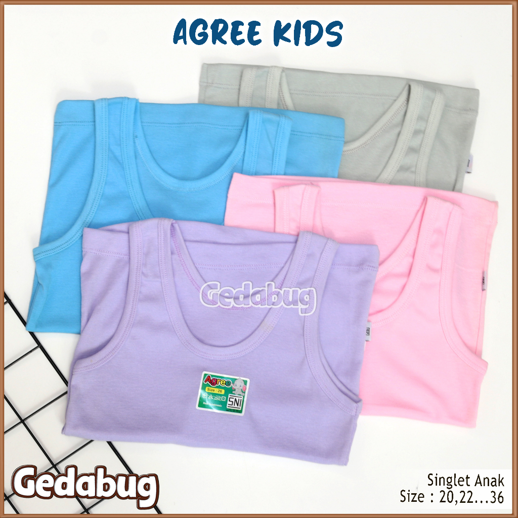 6 Pcs - AGREE Art ST05 | Singlet Anak Cowok katun tebal Soft / Singlet anak Agree Warna ST 05