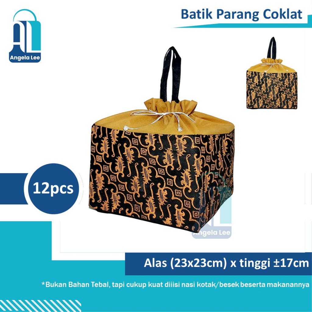 12pcs Tas Kain Spunbond SERUT BATIK PARANG Pesta Syukuran Hajatan Besekan uk.22x22