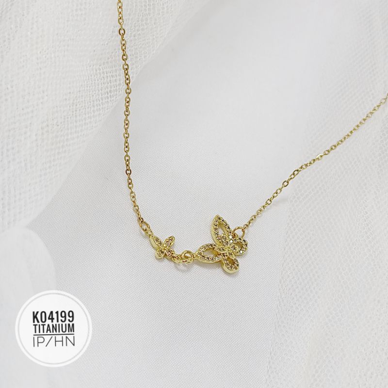 Kalung titanium kupu gold K04199