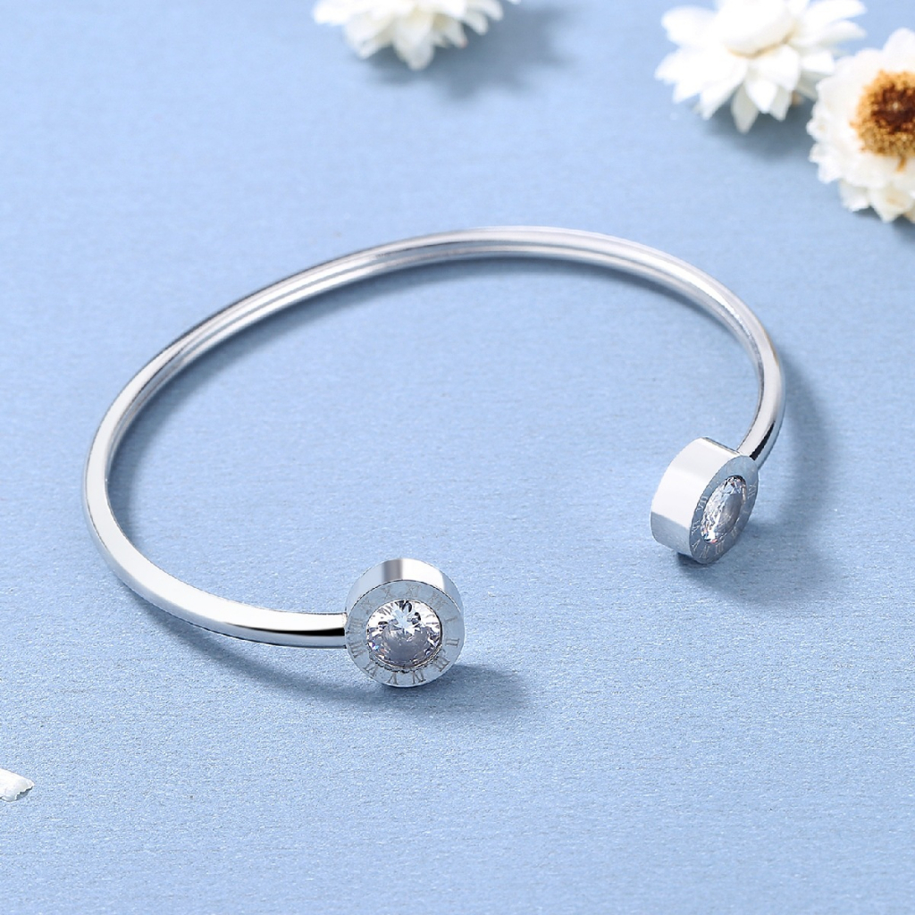 Gelang bangle clover simple titanium korea anti karat