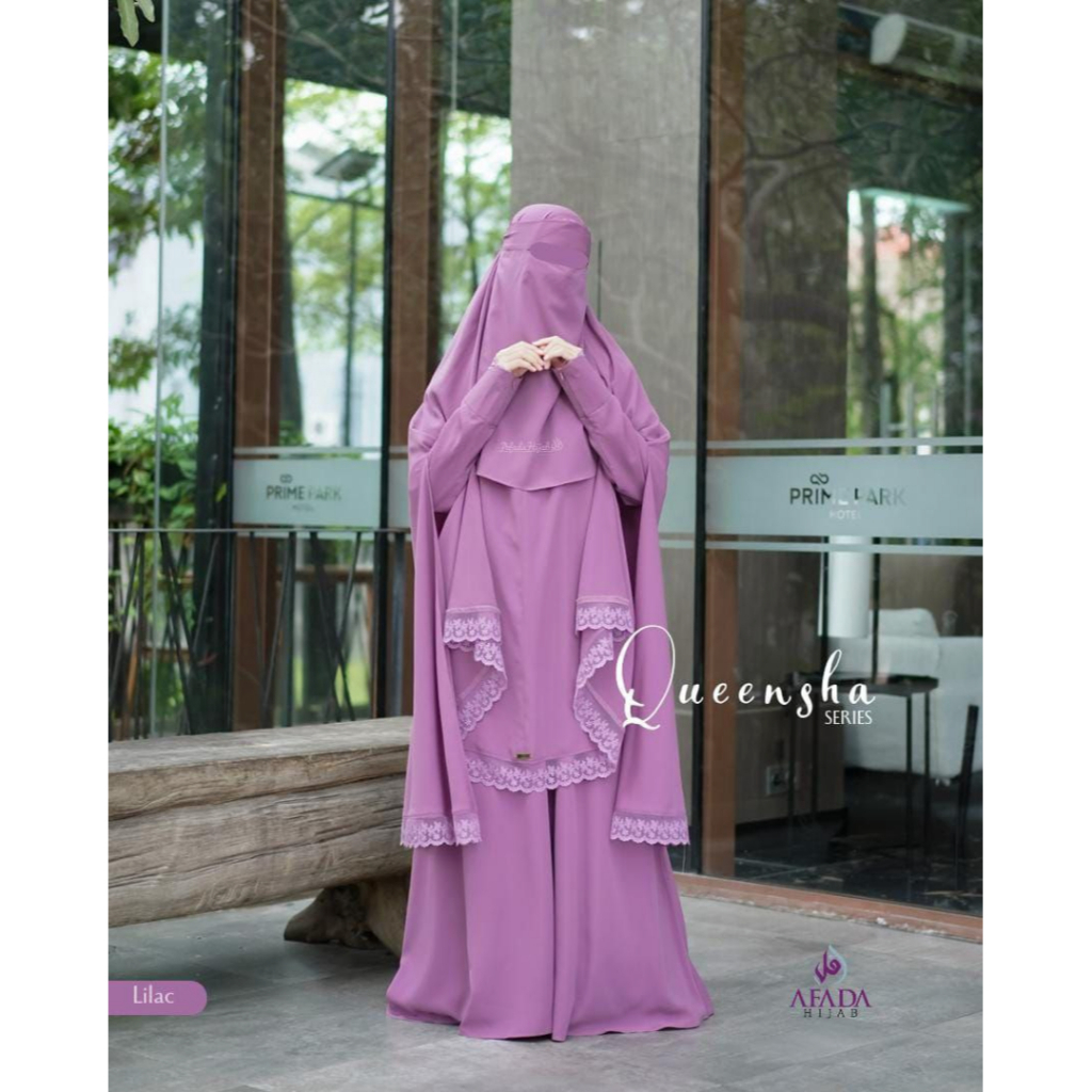 GAMIS SET SYARI DEWASA QUEENSHA SERIES BY AFADA (LILAC & NAVY)