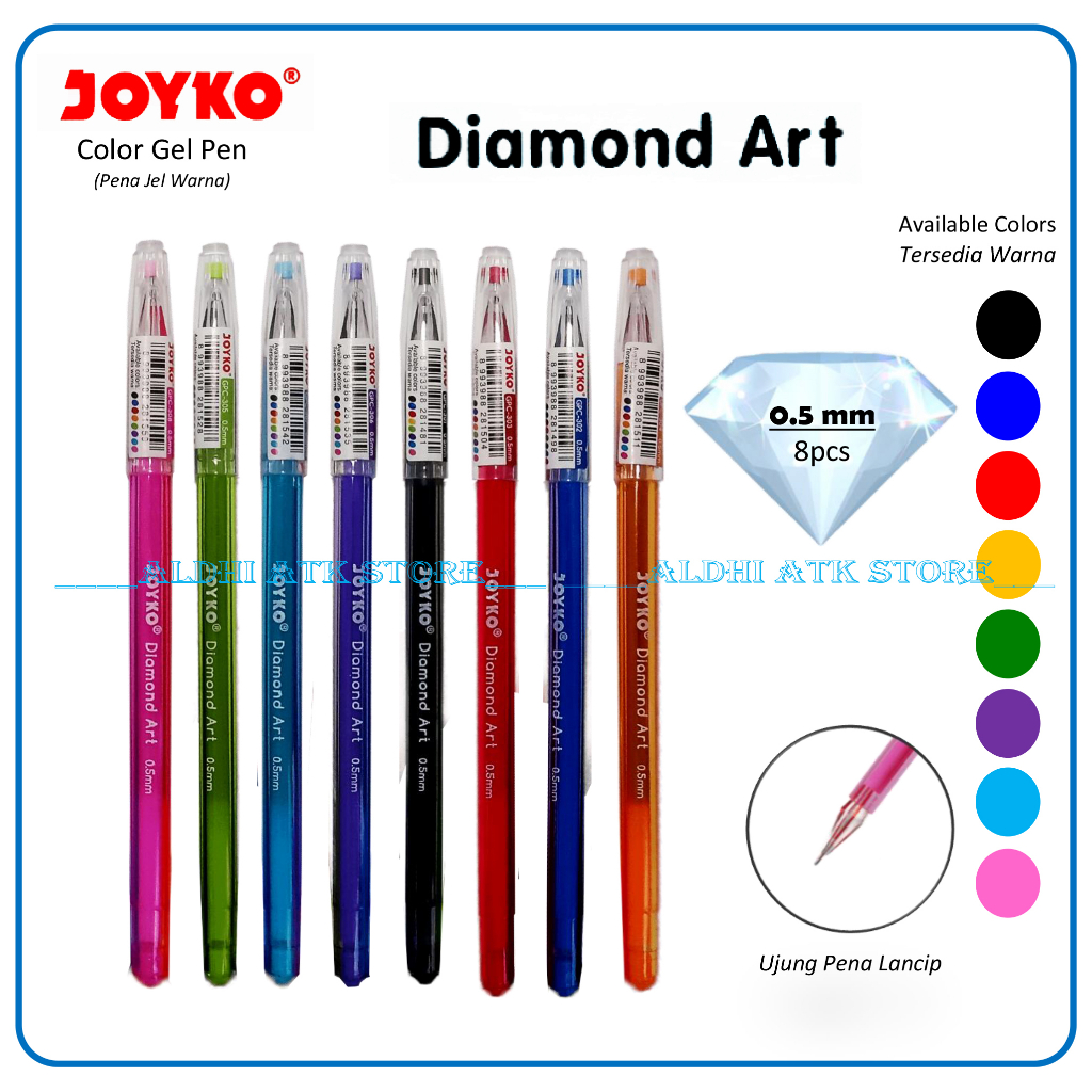 

Pulpen Joyko Diamond Art DM-100 0,5 mm Ball Point 8 (Delapan) Warna