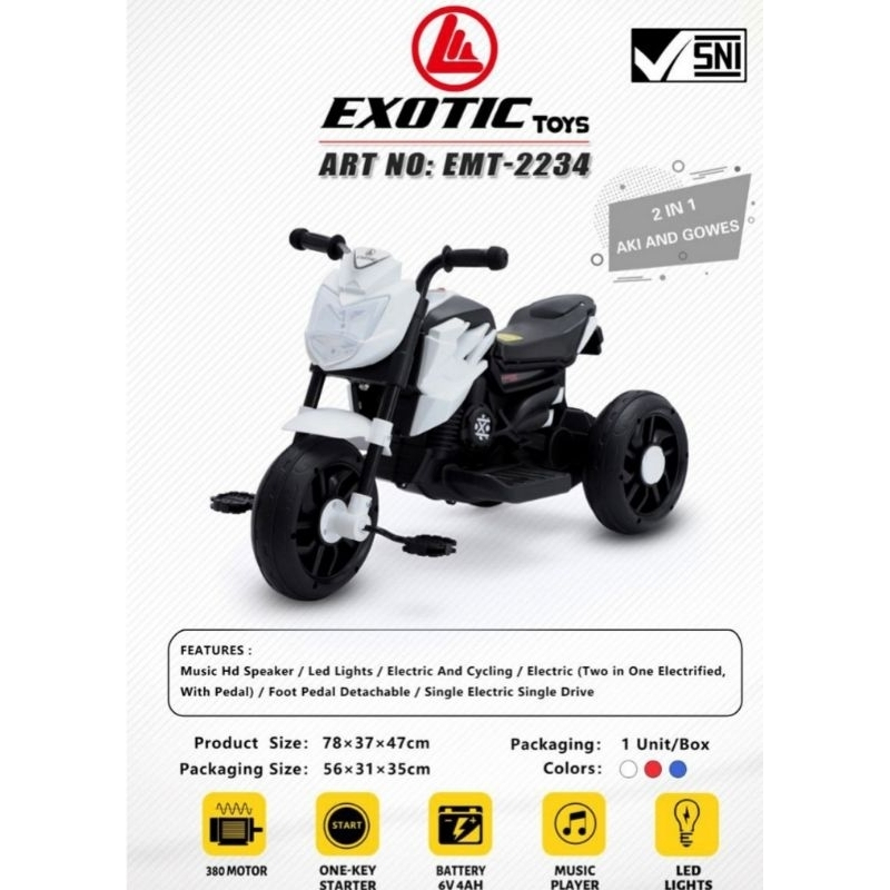 Sepeda Anak Roda Tiga Exotic Motor Aki Exotic EMT - 2214 &amp; EMT - 2234