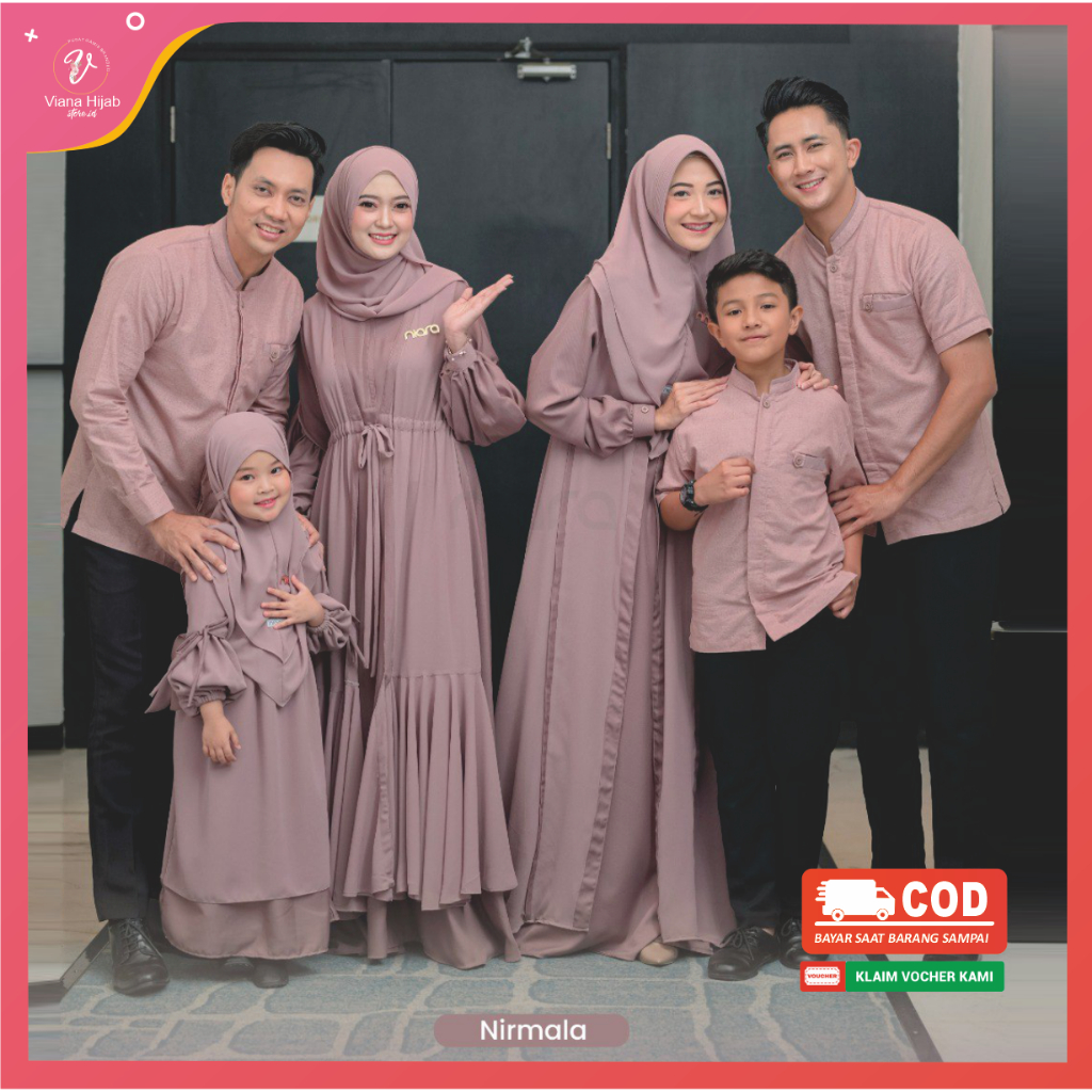 Sarimbit Keluarga Arabella By Niara Family Set Couple Warna Nirmala Mauve