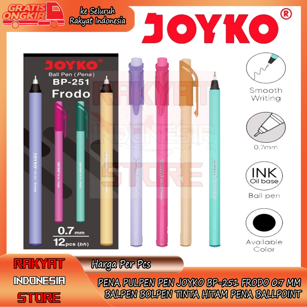 

PULPEN JOYKO BP 251 FRODO 0.7 MM BALLPEN CABUT BALL PEN PENA JOIKO BP251 BOLPEN HITAM black BALPEN BALPOINT BALPOIN PULPEN TULIS MENULIS DI KERTAS PAPER BOLPOIN HARGA EKONOMIS PERLENGKAPAN SEKOLAH SCHOLL KERJA KANTOR