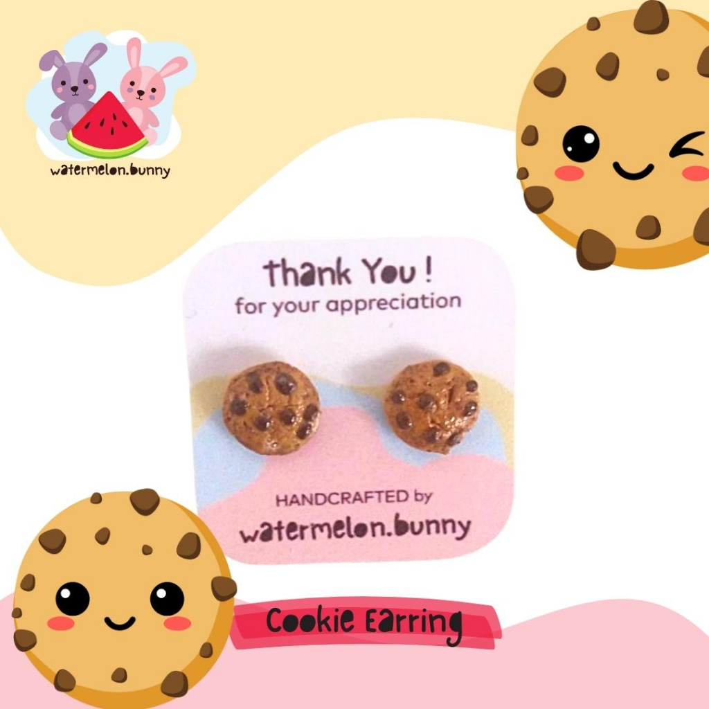 Anting Plastik Tusuk Anak Perempuan Cookie Polymer Clay Stud Earring