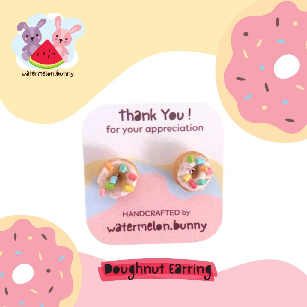 Anting Plastik Tusuk Anak Perempuan Donat Polymer Clay Stud Earring