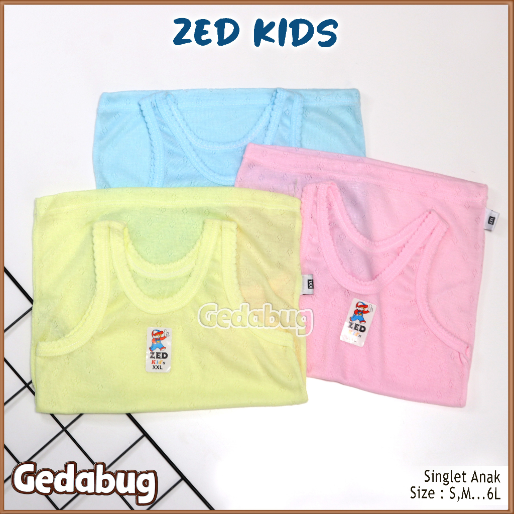 6 Pcs - Singlet kaos dalem Anak ZED Kids | Singlet anak Berpori Warna Kaos Dalam Bayi Unisex | Gedabug