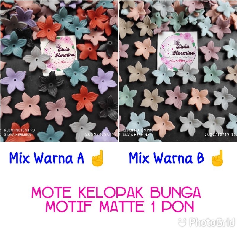 Mote Kelopak Bunga Motif Matte 1 Pon