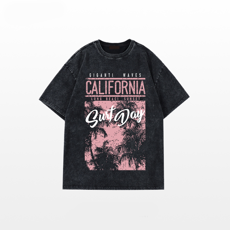 XIAOZHAINV Korean Style California Pattern Washed Printing Kaos Wanita A0915/Baju Wanita Kekinian