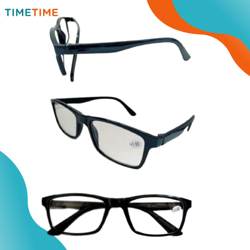 Kacamata Plus Kacamata Baca Frame Kotak Kaca mata Rabun Dekat Kacamata Tipe 9801
