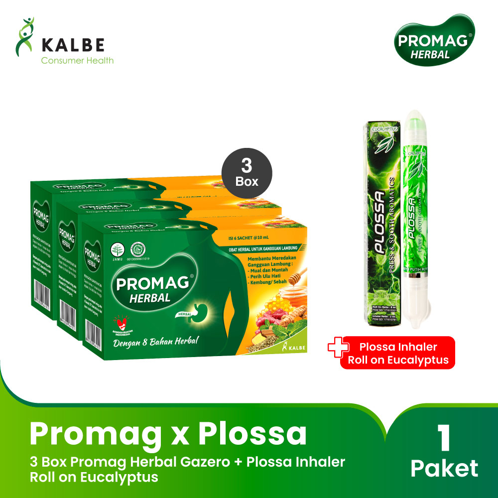 Promag Herbal Untuk Gangguan Lambung x Plossa Inhaler Roll on Eucalyptus