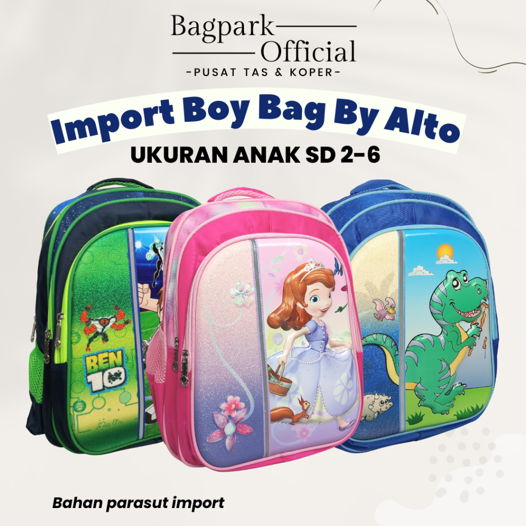 Tas Anak Perempuan Ransel Anak Laki Laki Import Tas Anak Sekolah Embos Gambar Sofia Dino Ben 10 Tas Kekinian