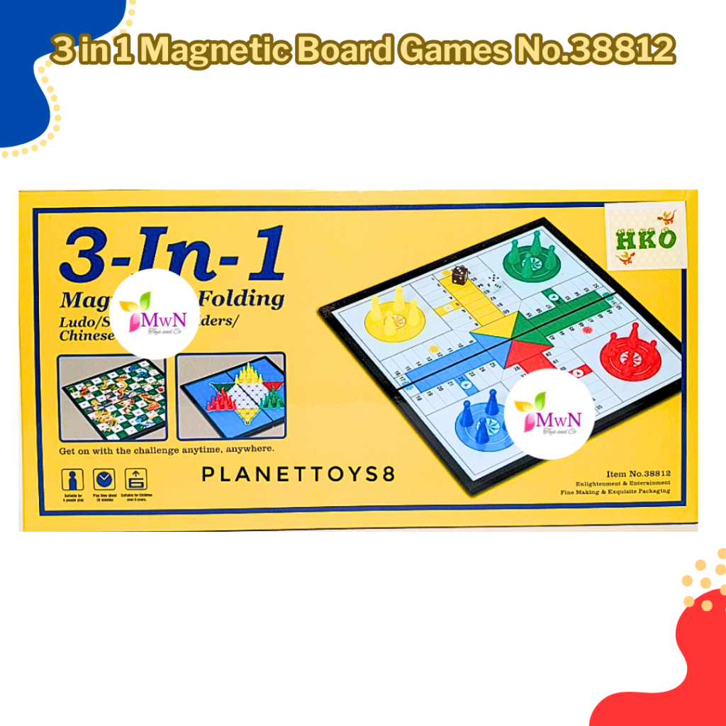mwn.toys 3 in 1 Magnetic Board Games No.38812