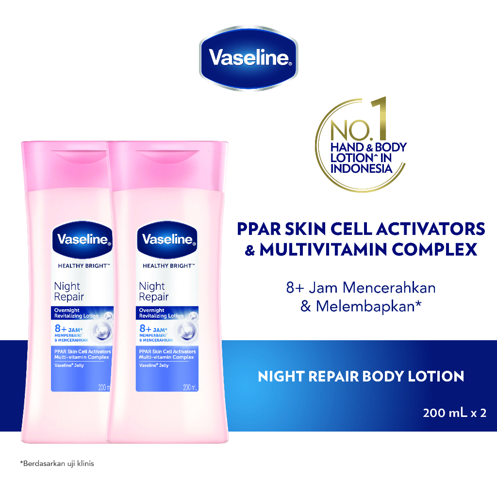 Vaseline Lotion Healthy Bright Night Repair 200ml Twinpack