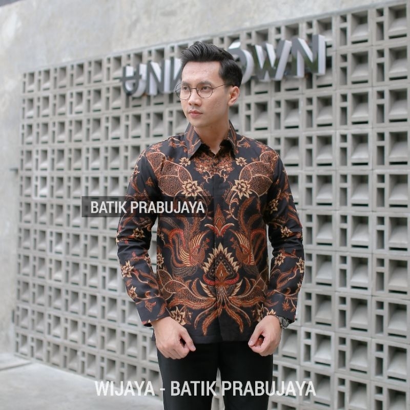 WIJAYA Kemeja Batik Pria Lengan Panjang Modern Premium Full Furing Katun Halus