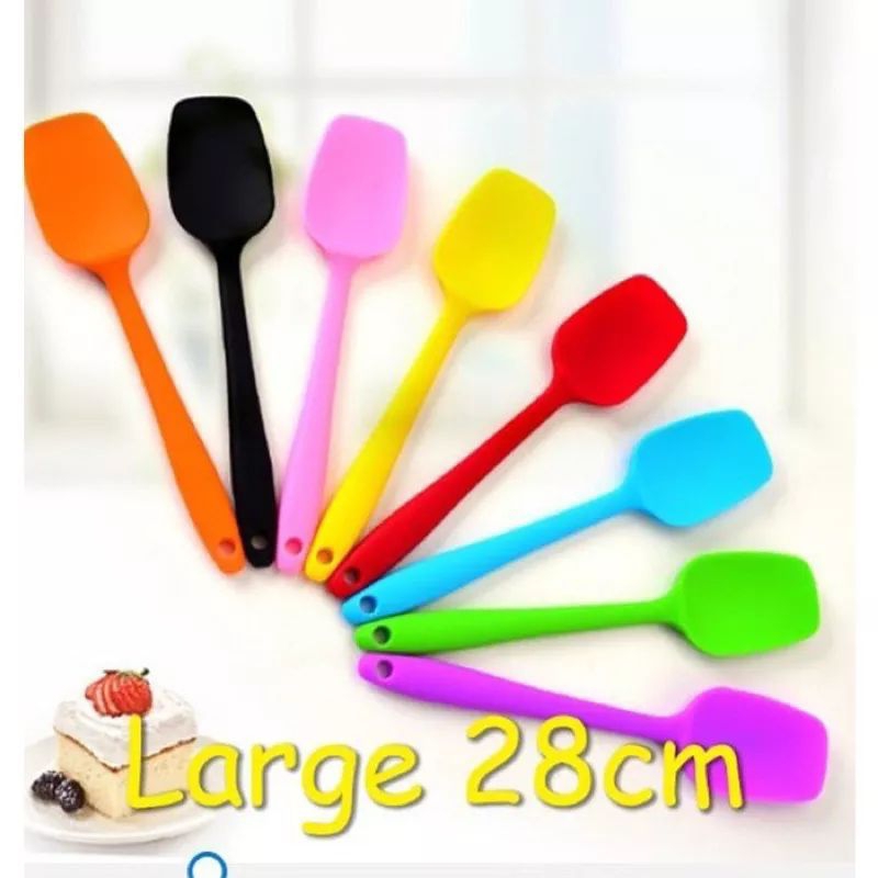 MJ88 Spatula sekop Kue Bahan Silikon /Sendok Pengaduk Silicone Adonan Kue Sekop /Spatula Silikon Bentuk Sekop 28Cm / Spatula Sekop Silikon Sutil Sendok Pengaduk Tahan Panas /Spatula Silikon Food Grade Alat Masak Tahan Panas Sutil Anti Lengket Super Murah