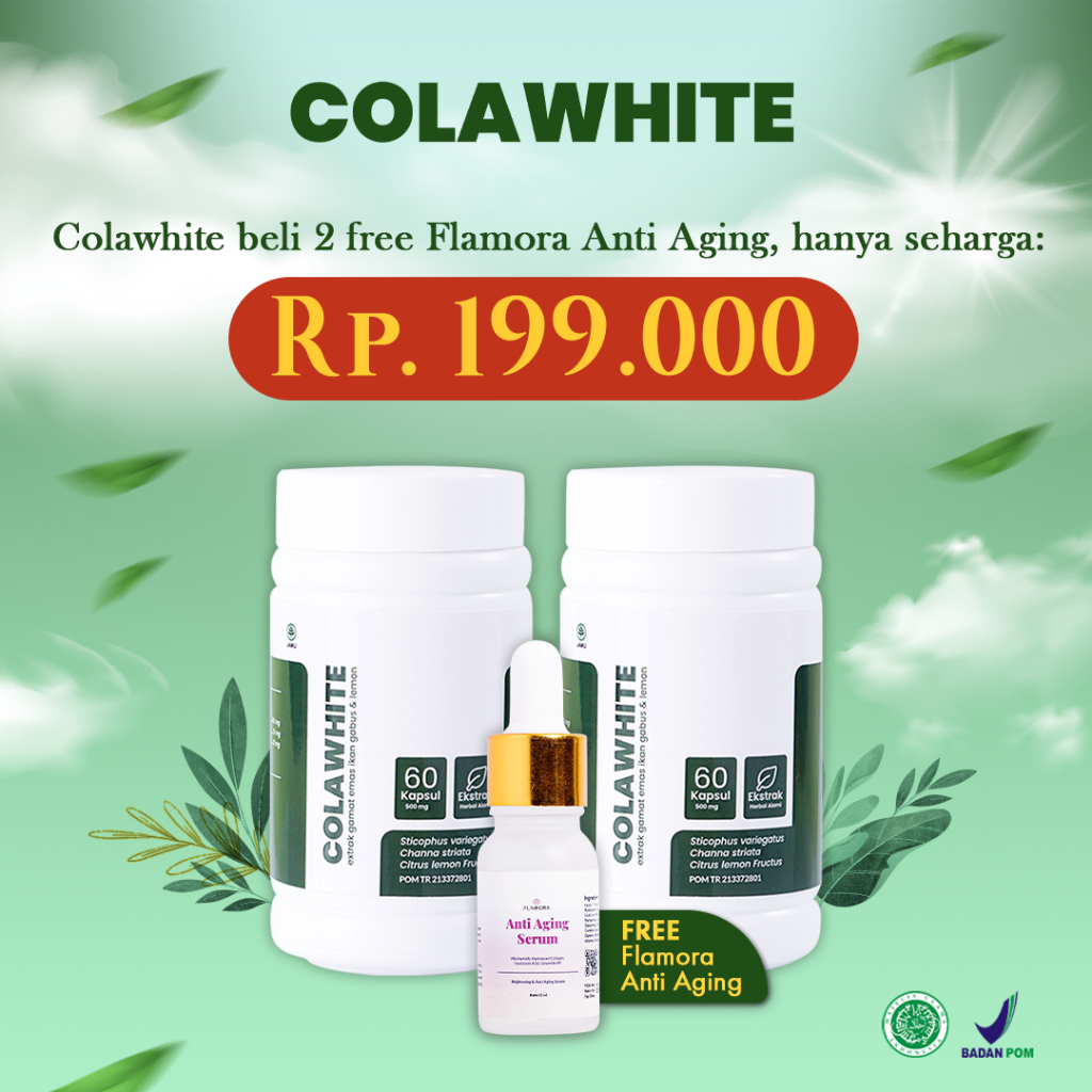 BUY 1 GET 1 Colawhite (30 Kapsul) FREE SERUM FLAMORA ANTI AGING Colawhite Colagen Pemutih Tubuh Alam