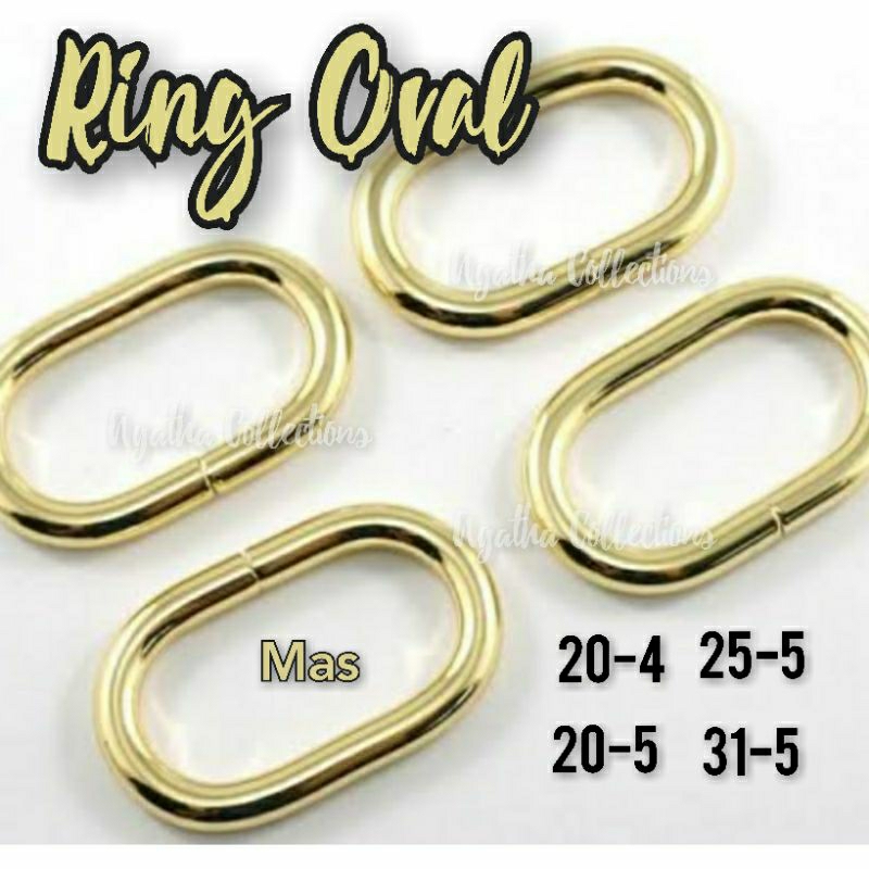 Ring Tas / Ring Oval mas 20mm,25mm,31mm per 2 biji