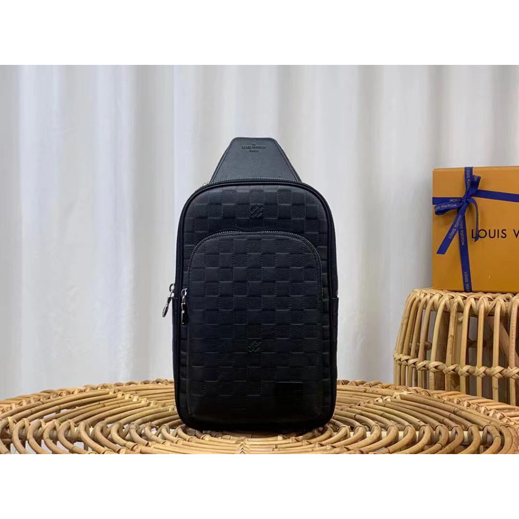 Original LV/Louis Vuitton Damier Infini Latest Embossed Classic Checkerboard Pattern Shoulder Bag Ch