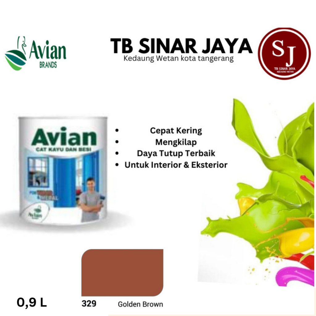 Cat Kayu Dan Besi Avian 1KG / Cat Minyak Sintetis - 329 Golden Brown