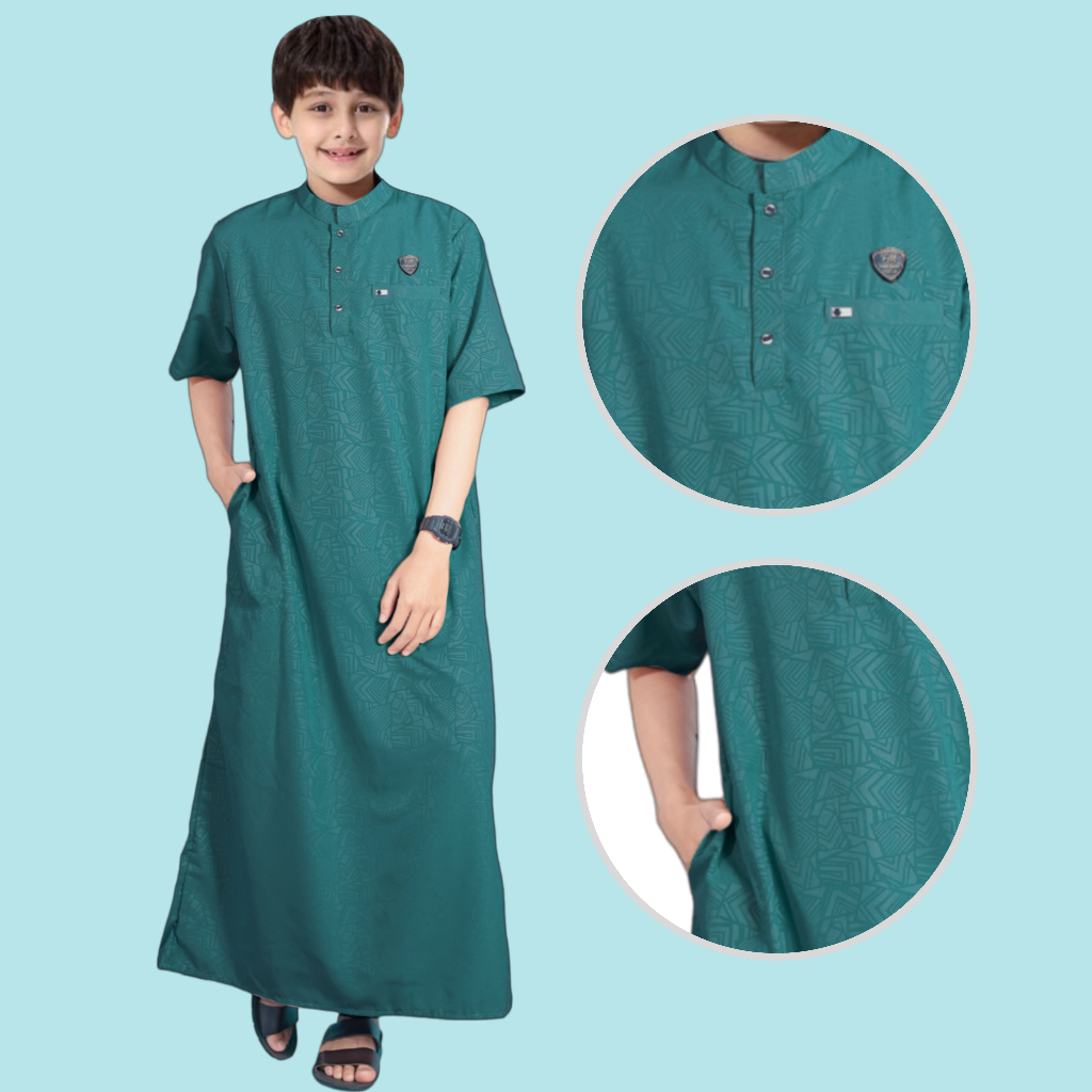 koko azmi embos Gamis anak laki laki/jubah anak laki laki/ baju koko anak terlaris dari usia  3 sampai 14 tahun