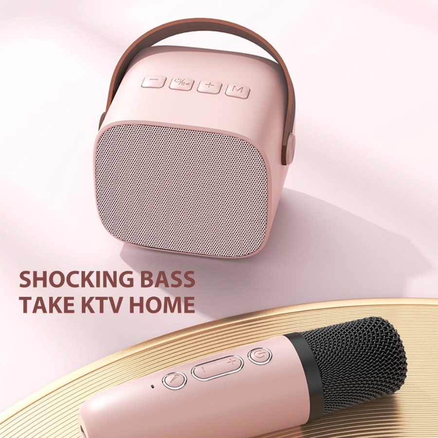 EZPZ speaker karaoke bluetooth mini full bass portable wireless (Dapat terhubung ke HP/TV)