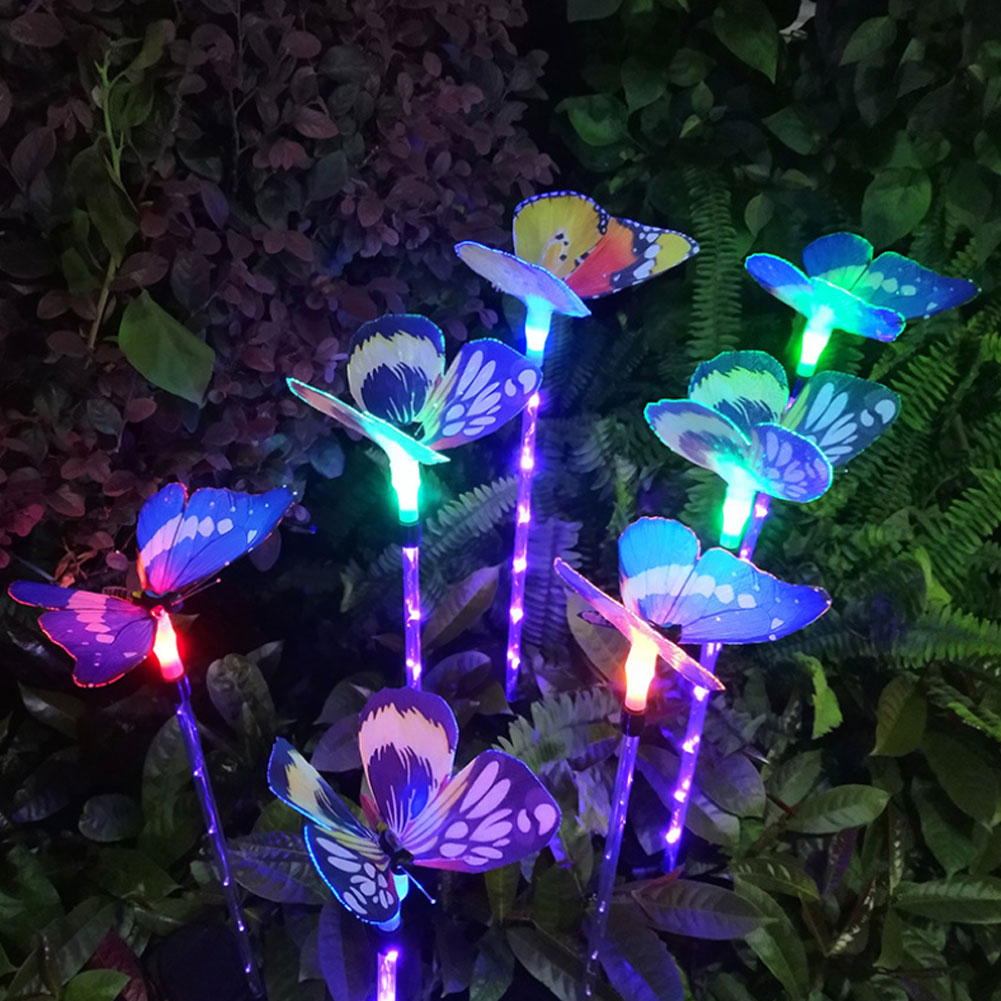 Lampu Taman Tenaga Surya LED Outdoor Bentuk Kupu Kupu Tahan Air Multicolor Solar Garden Light Butterfly Lampu Dekorasi Untuk Pernikahan