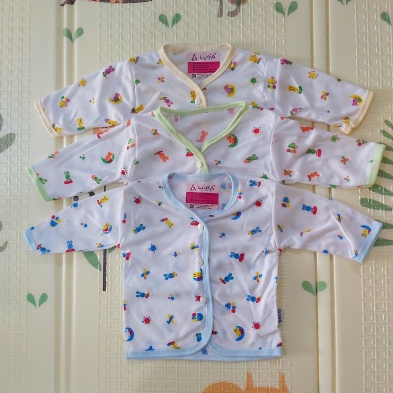 3 pcs Baju Bayi tangan panjang Motif merk LUGA (0-6bln)