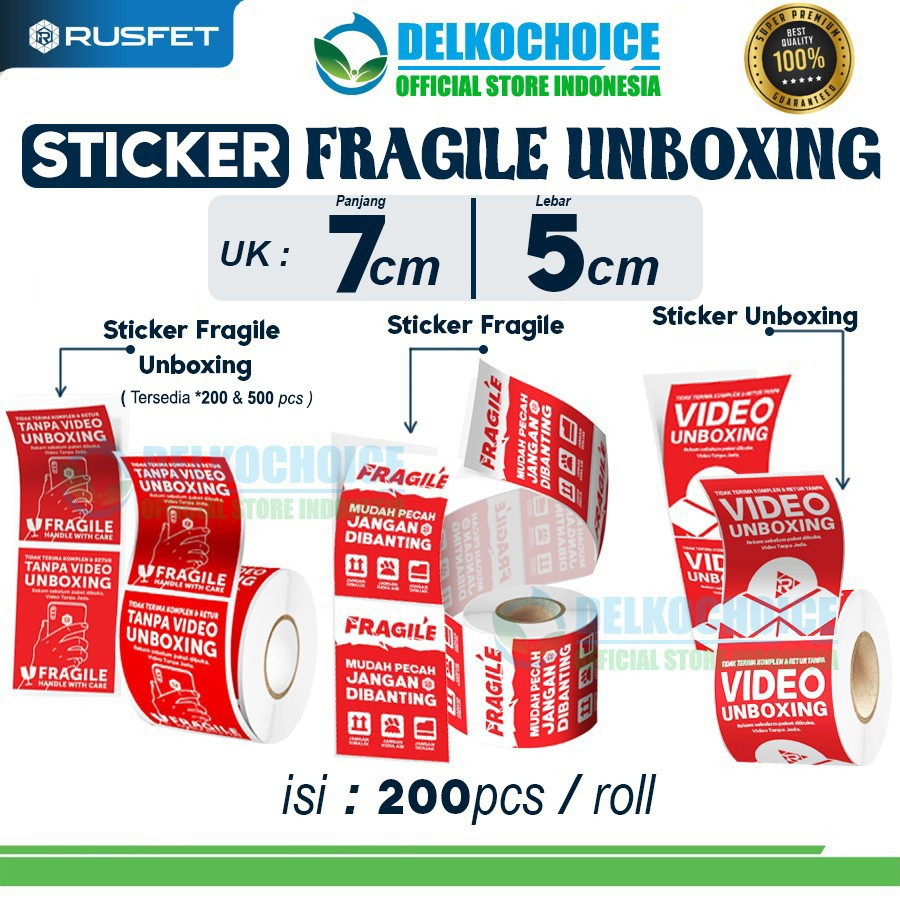 

Sticker UNBOXING FRAGILE Stiker Cromo RUSFET HANDLE WITH CARE 200PCS / PACK