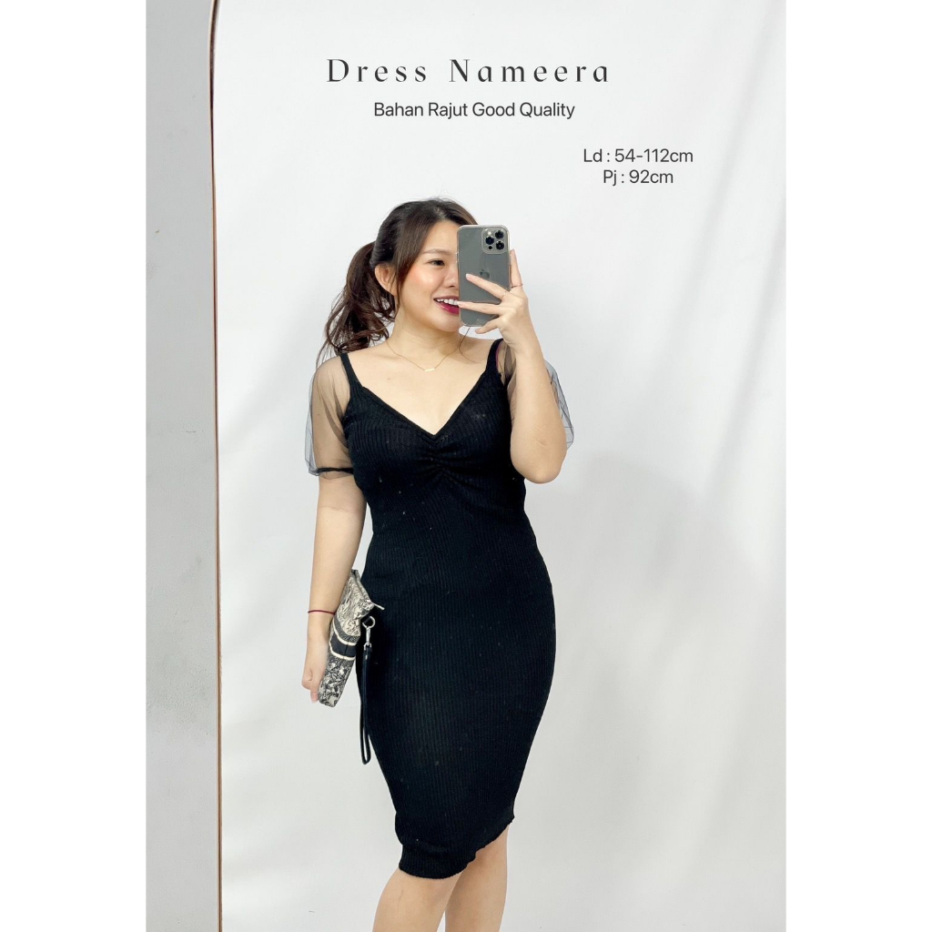 Basic id fashion Korean knitting bodycon sexy mini dres lengan pendek